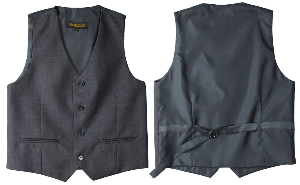 Boys' Charcoal Three Piece Two-Button Suit Set