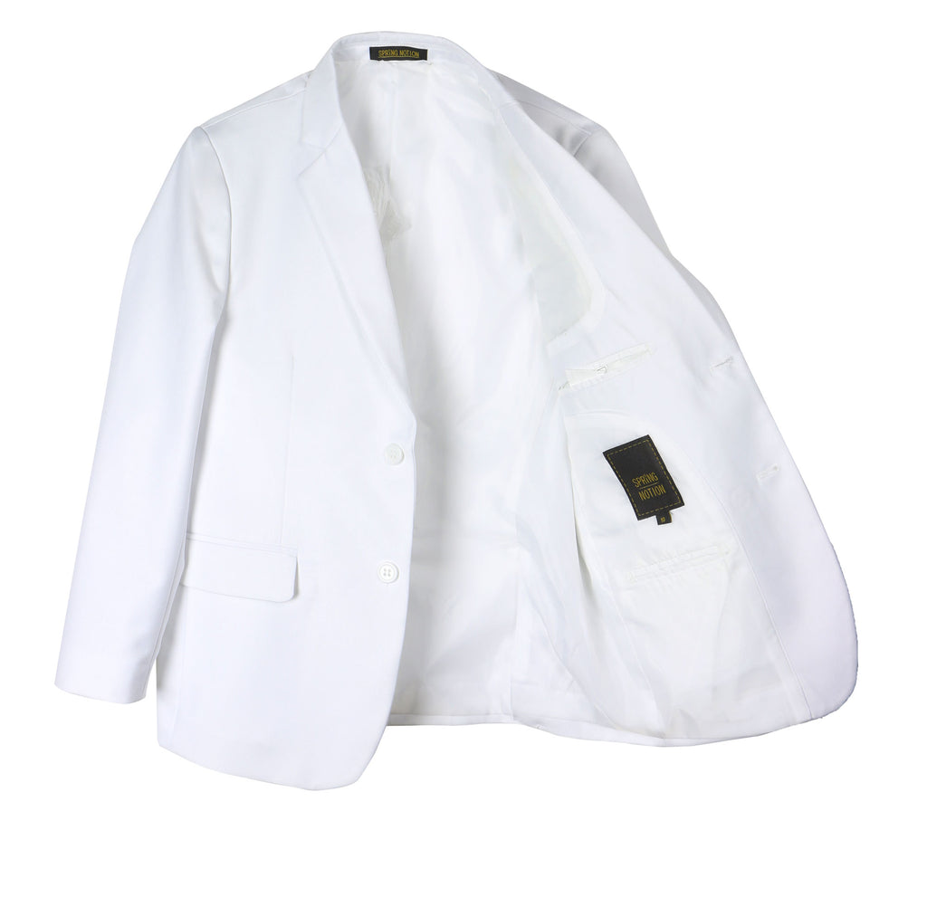 Boys' White Two Button Blazer