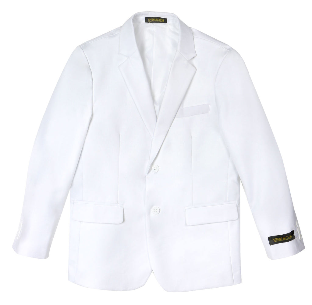 Boys' White Two Button Blazer