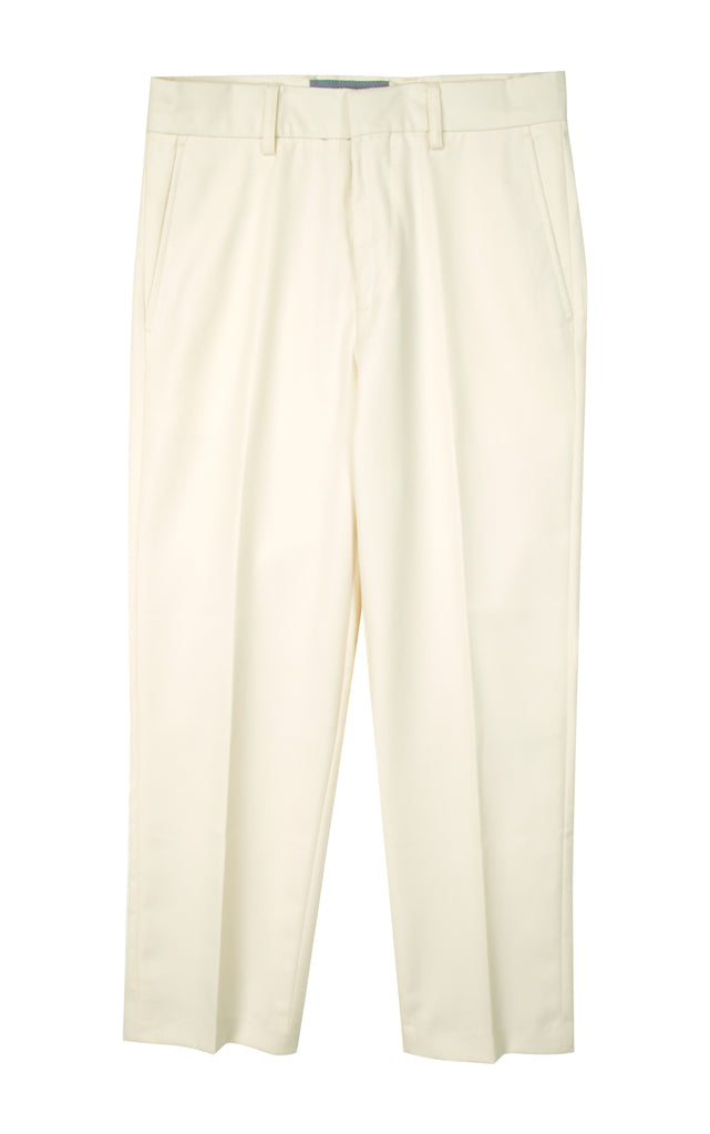 Boys' Off White-C Flat Front Dress Pants