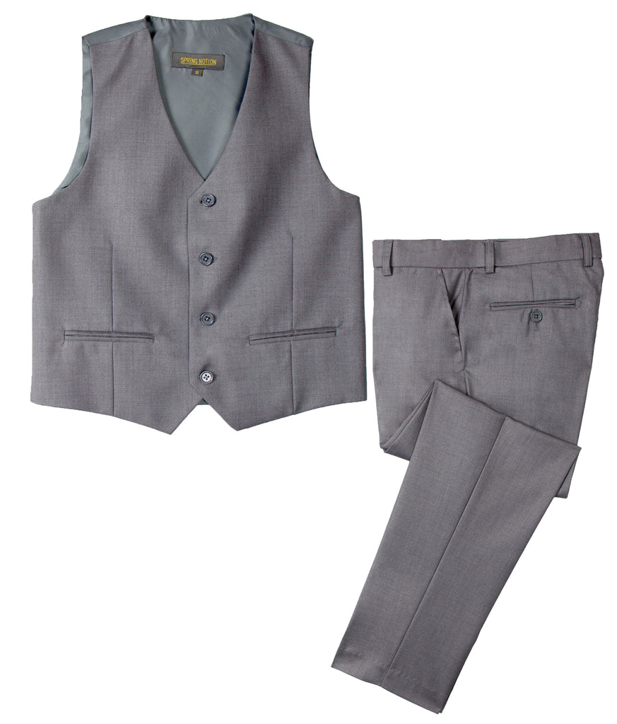 Boys' Grey 2-Piece Vest Set