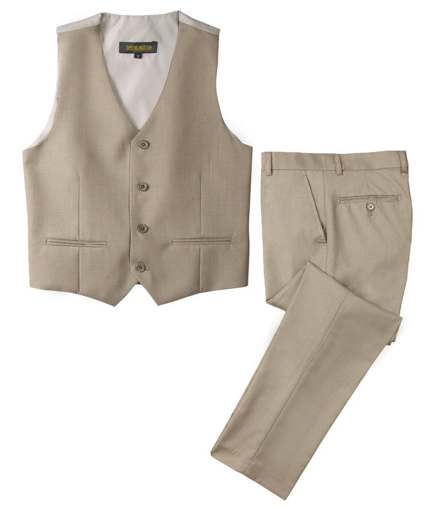 Boys' Tan 2-Piece Vest Set