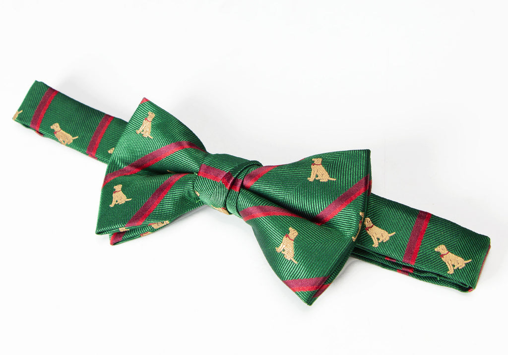 Boys' Microfiber Woven Labrador Christmas Bow Tie