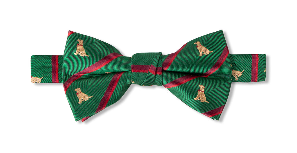 Boys' Microfiber Woven Labrador Christmas Bow Tie