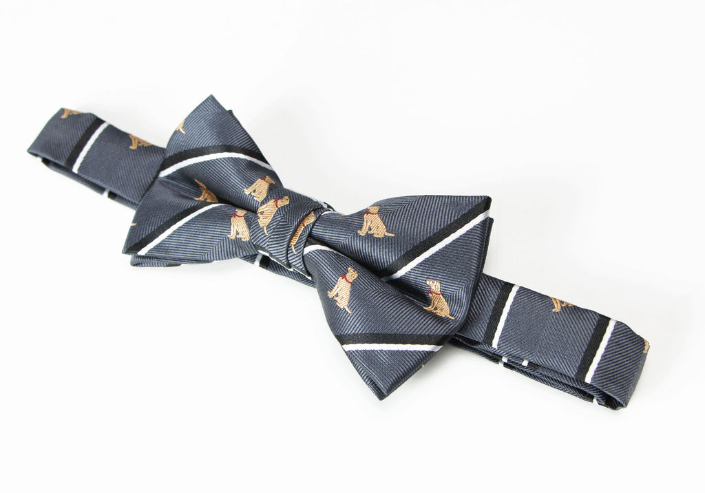 Boys' Microfiber Woven Labrador Christmas Bow Tie