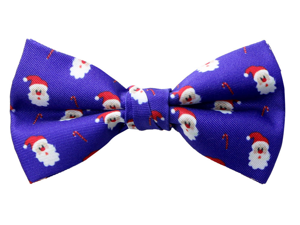 Boys' Printed Christmas Themed Bow Tie, Santa Face