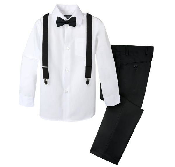 Boys' 4 Piece Suspenders Outfit, Black/White/Black – SPRING