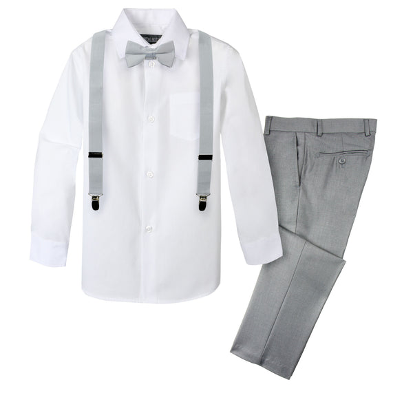 Grey pants white shirt best sale pink tie