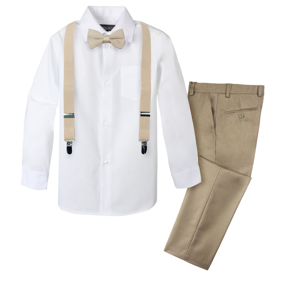 Boys' Piece Suspenders Outfit, Tan/White/Champagne – SPRING NOTION