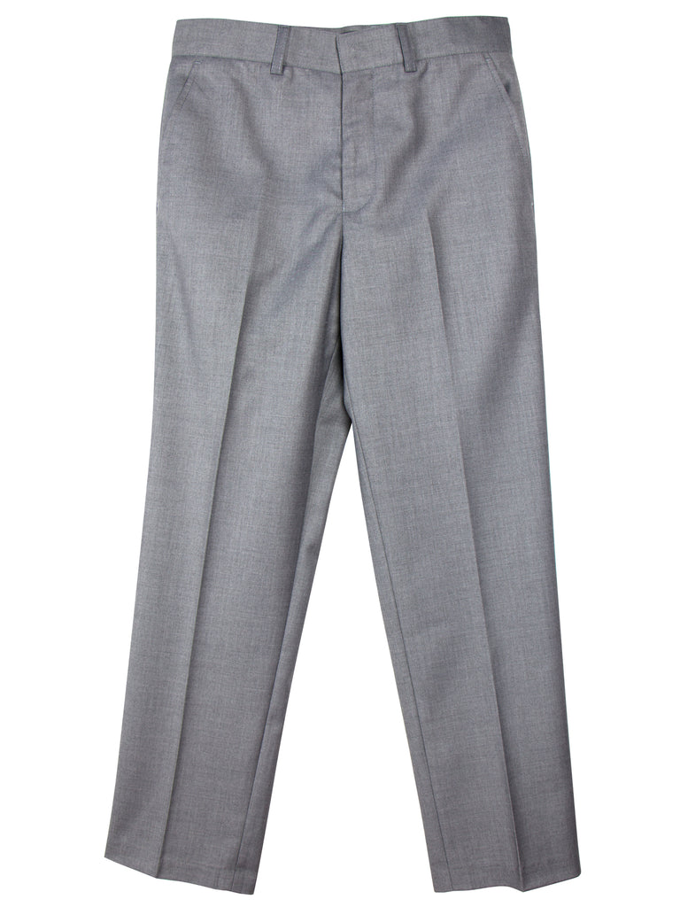 Boys' Grey Flat Front Dress Pants