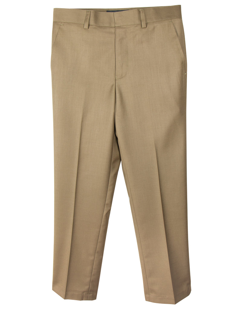 Boys' Khaki Flat Front Dress Pants