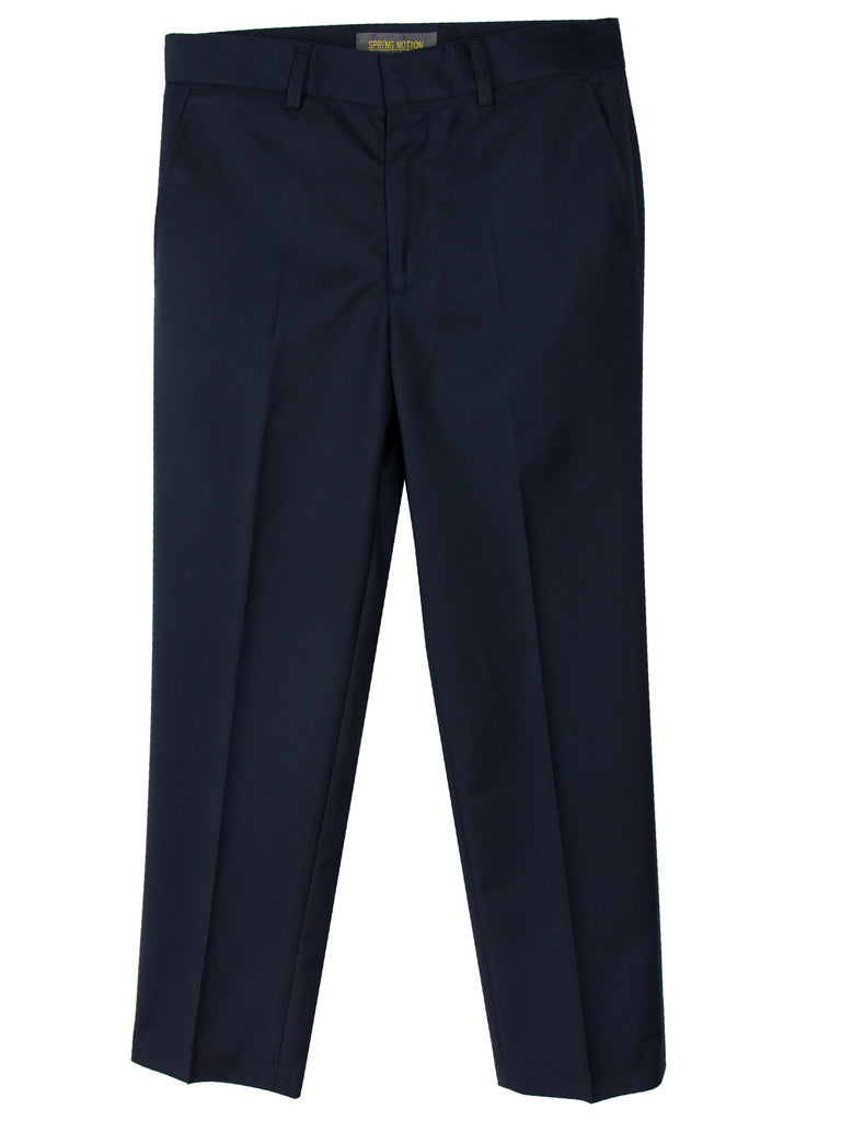 Boys' Navy Flat Front Dress Pants