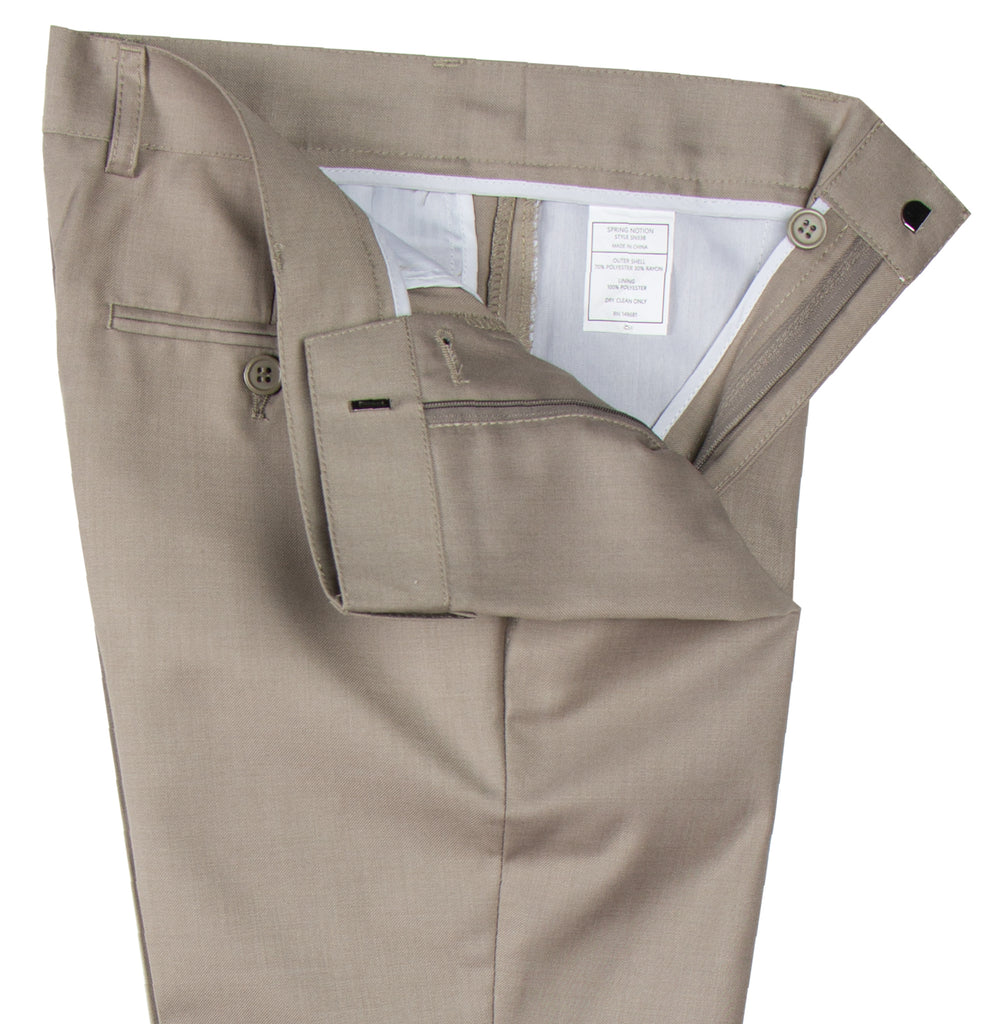Boys' Tan Flat Front Dress Pants