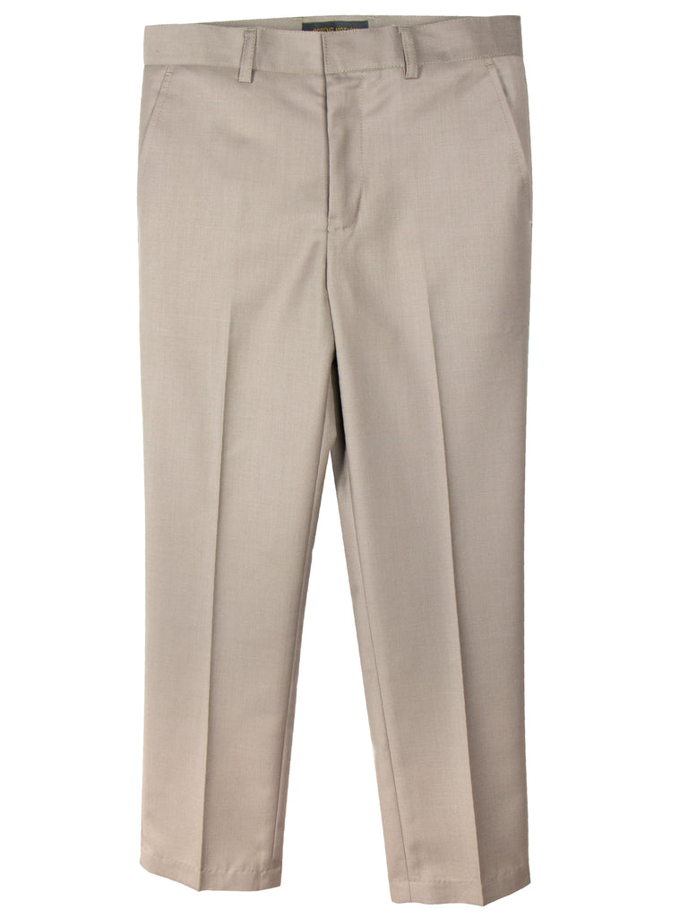 Boys' Tan Flat Front Dress Pants