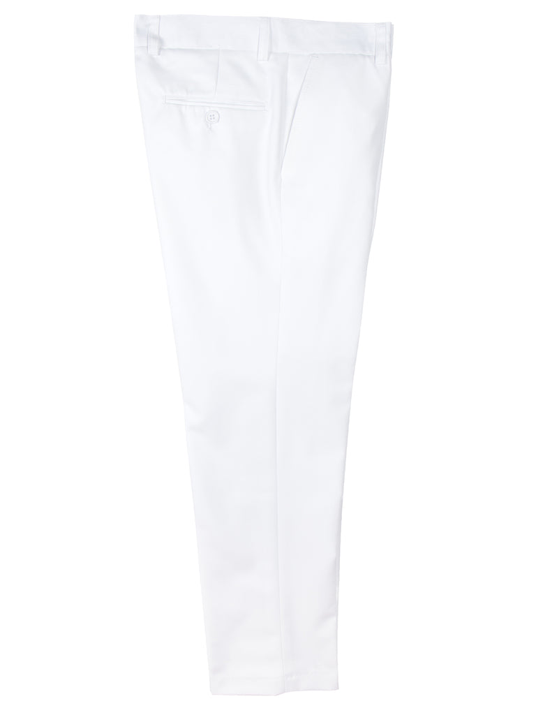 Boys' White Flat Front Dress Pants