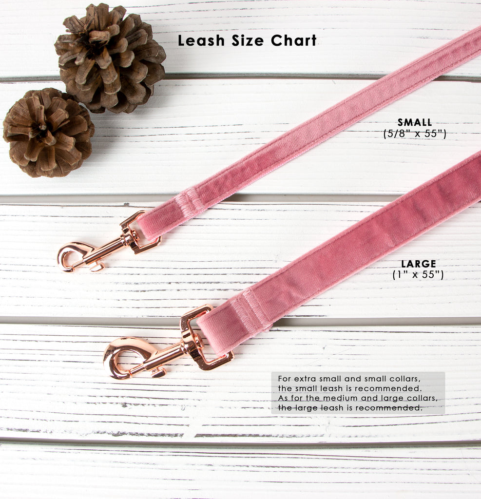 Velvet Dog Leash with Rose Gold Metal Snap, Red