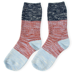 Women's Blue/Red Colorful Cotton Crew Socks