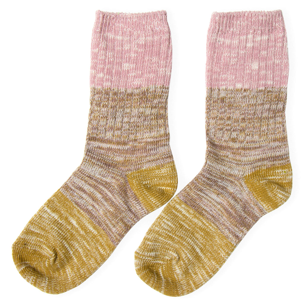 Women's Pink/Gold Colorful Cotton Crew Socks
