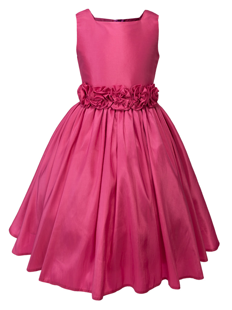Girls' Flower Girl Dress with Rolled Flower Waistband and Bolero