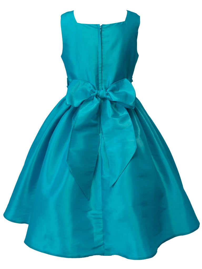Girls' Flower Girl Dress with Rolled Flower Waistband and Bolero