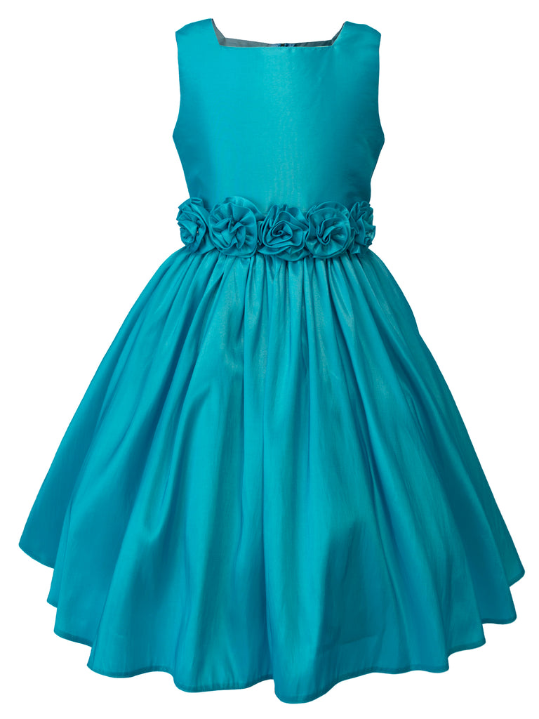Girls' Flower Girl Dress with Rolled Flower Waistband and Bolero