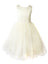Girls' Satin Sleveless Lace Appliqué Tulle Dress