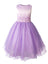 Girls' Satin Sleveless Lace Appliqué Tulle Dress