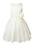 Girls' Sheer Neckline Red Satin Tea Length Flower Girl Dress