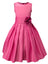Girls' Sheer Neckline Red Satin Tea Length Flower Girl Dress