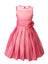 Girls' Sheer Neckline Red Satin Tea Length Flower Girl Dress