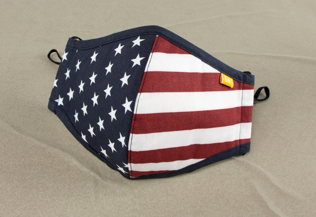 Reusable Washable USA American Flag Team Color Blocks Cotton Cloth Face Mask for Adults and Kids