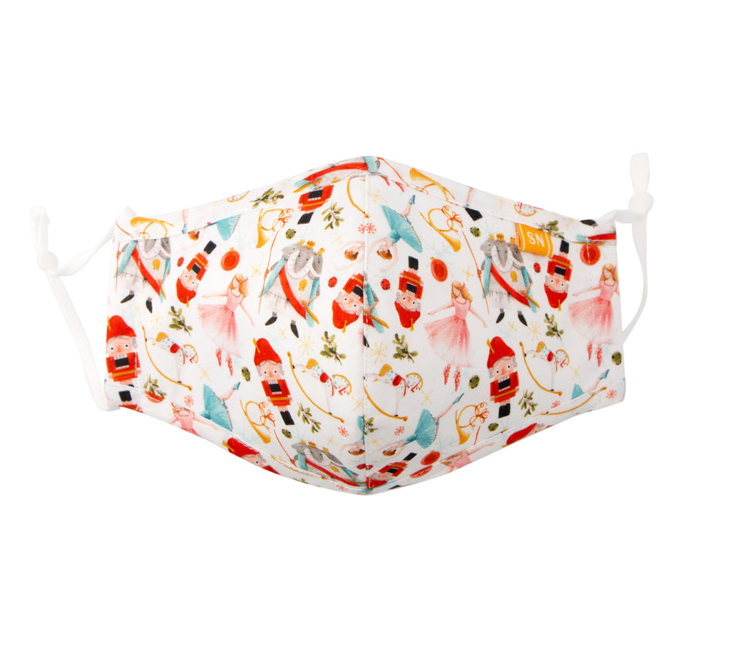 Reusable Washable Festive Christmas New Year Cotton Cloth Face Mask for Adults and Kids Nutcracker Ballerina