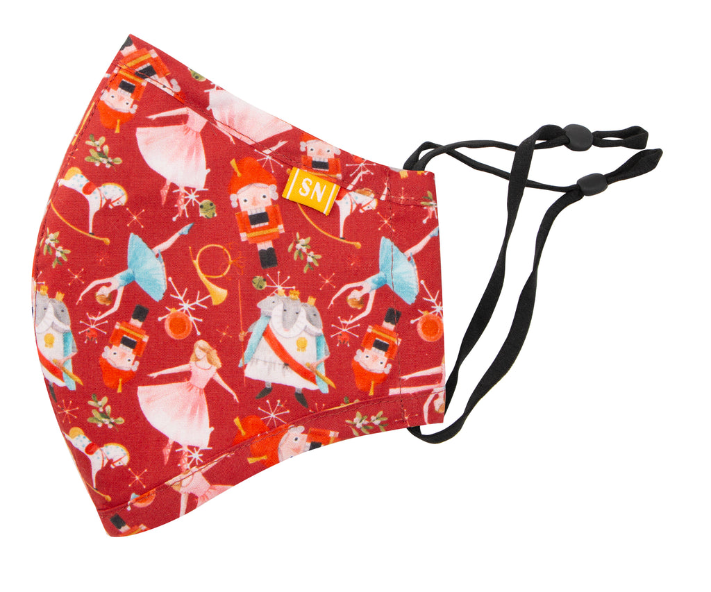 Reusable Washable Festive Christmas New Year Cotton Cloth Face Mask for Adults and Kids Nutcracker Ballerina