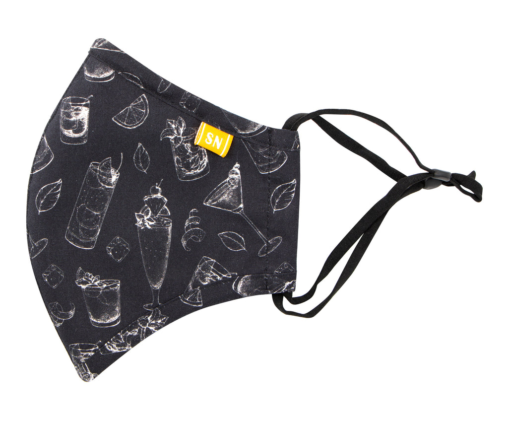 Reusable Washable Festive Christmas New Year Cotton Cloth Face Mask for Adults and Kids Cocktail Wine