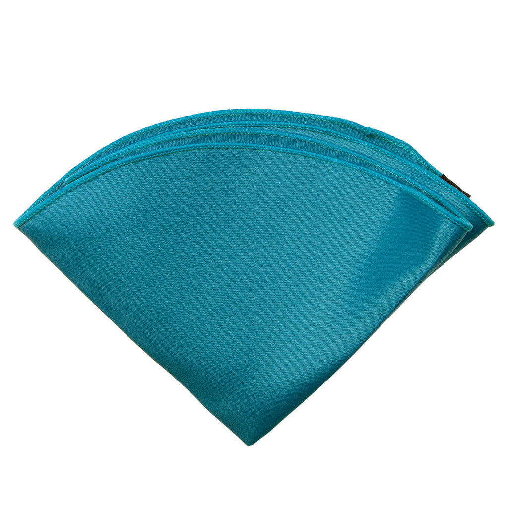 boys' teal blue green satin handkerchief hanky pocket round pocket square