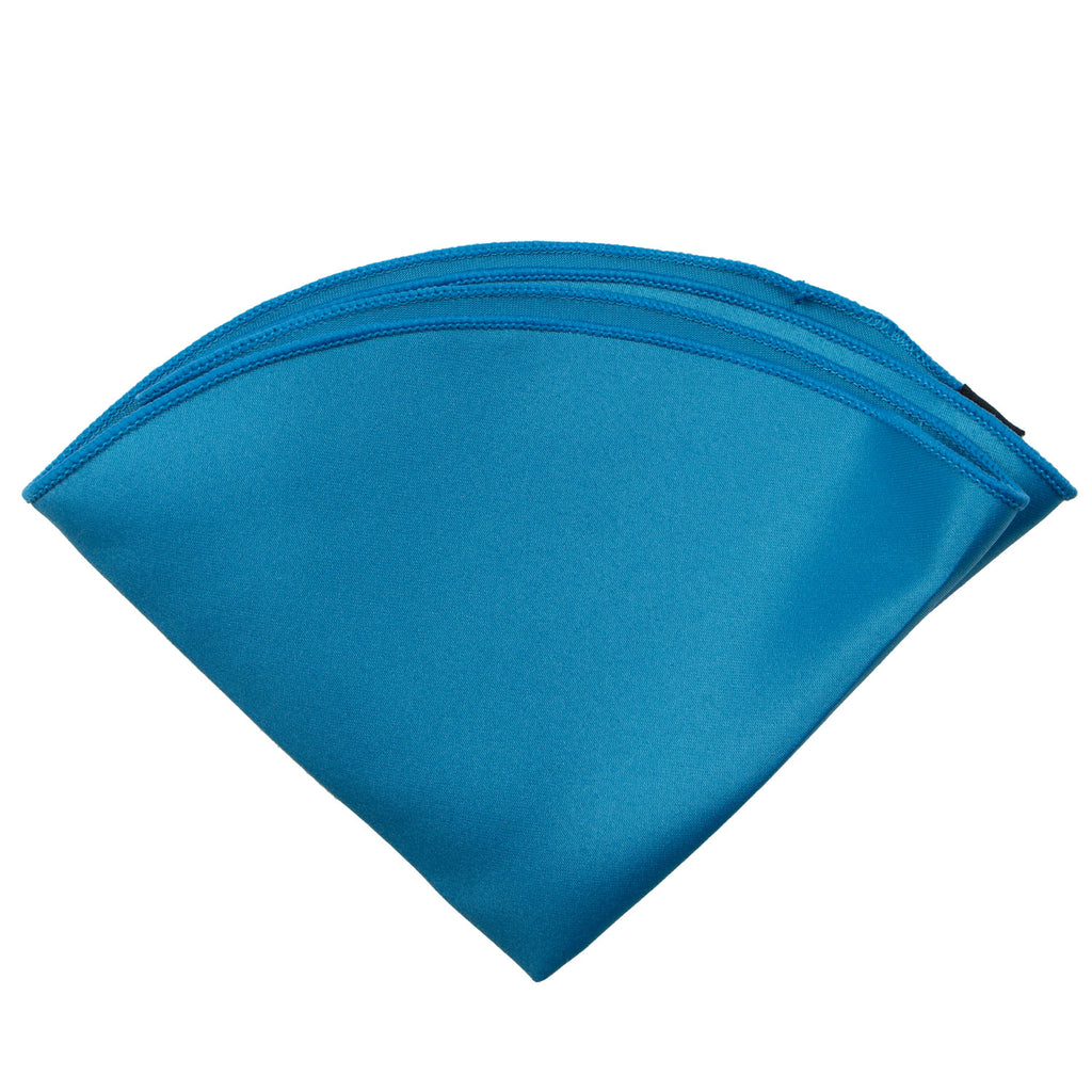boys' turquoise blue green satin handkerchief hanky pocket round pocket square