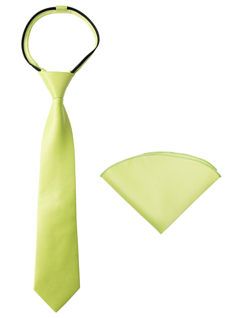 Boys' Satin Zipper Necktie and Handkerchief Set