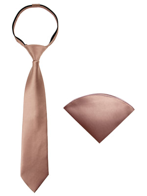 Boys' Satin Zipper Necktie and Handkerchief Set