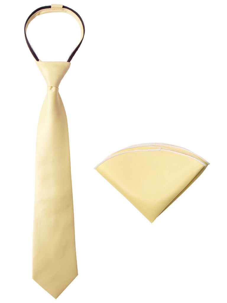 Boys' Satin Zipper Necktie and Handkerchief Set