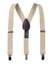 boys' champagne beige elastic stretch suspenders with geniune leather crosspatch and polished metal clips