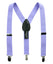 boys' dusty lavender purple elastic stretch suspenders with geniune leather crosspatch and polished metal clips
