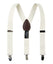 boys' ivory elastic stretch suspenders with geniune leather crosspatch and polished metal clips