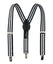 boys' white black stripes elastic stretch suspenders with geniune leather crosspatch and polished metal clips