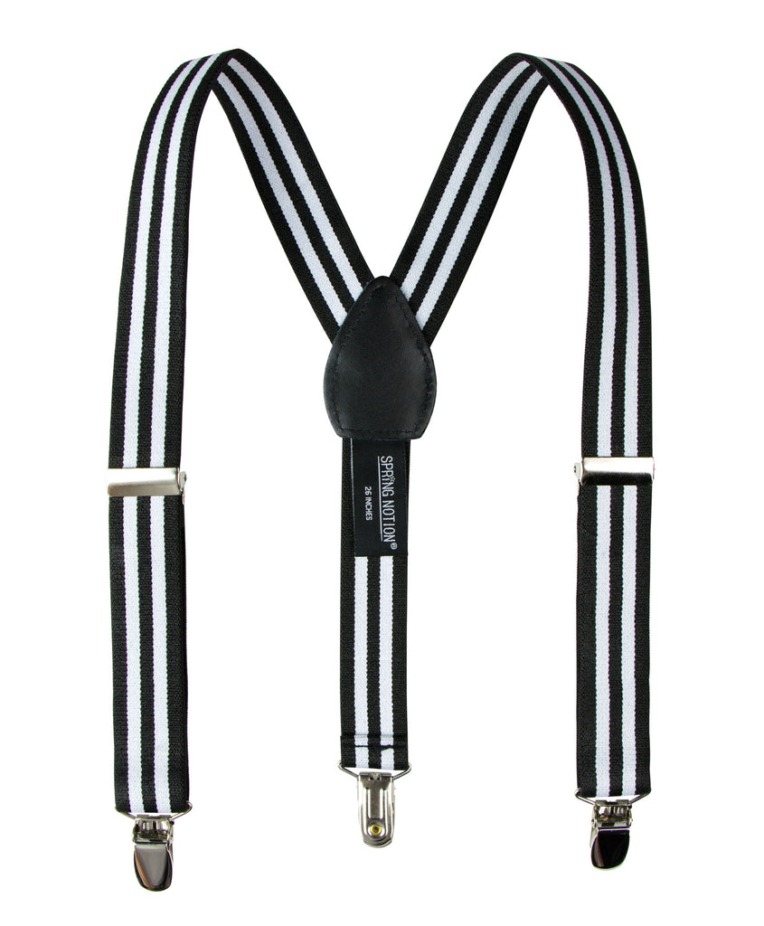 Boys' 4 Piece Suspenders Outfit, Black/White/Black w/White Stripes/Black