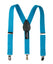 boys' turquoise blue green elastic stretch suspenders with geniune leather crosspatch and polished metal clips