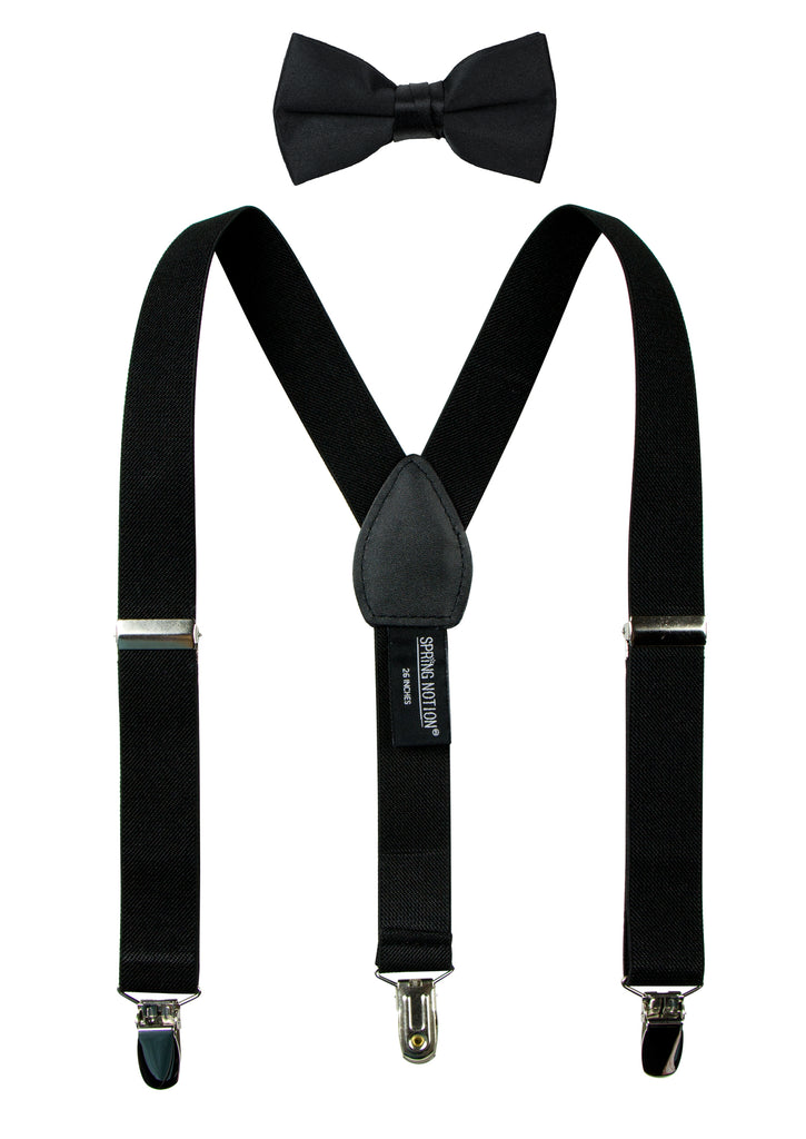 Boys' Suspenders and Solid Color Bow Tie Set