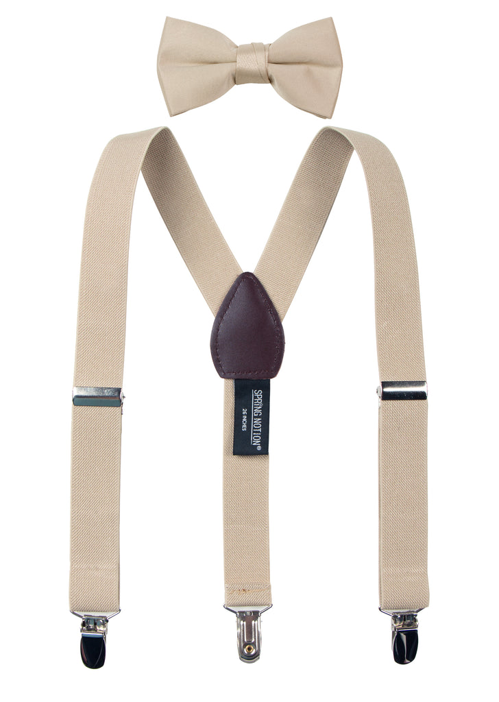 Boys' Suspenders and Solid Color Bow Tie Set
