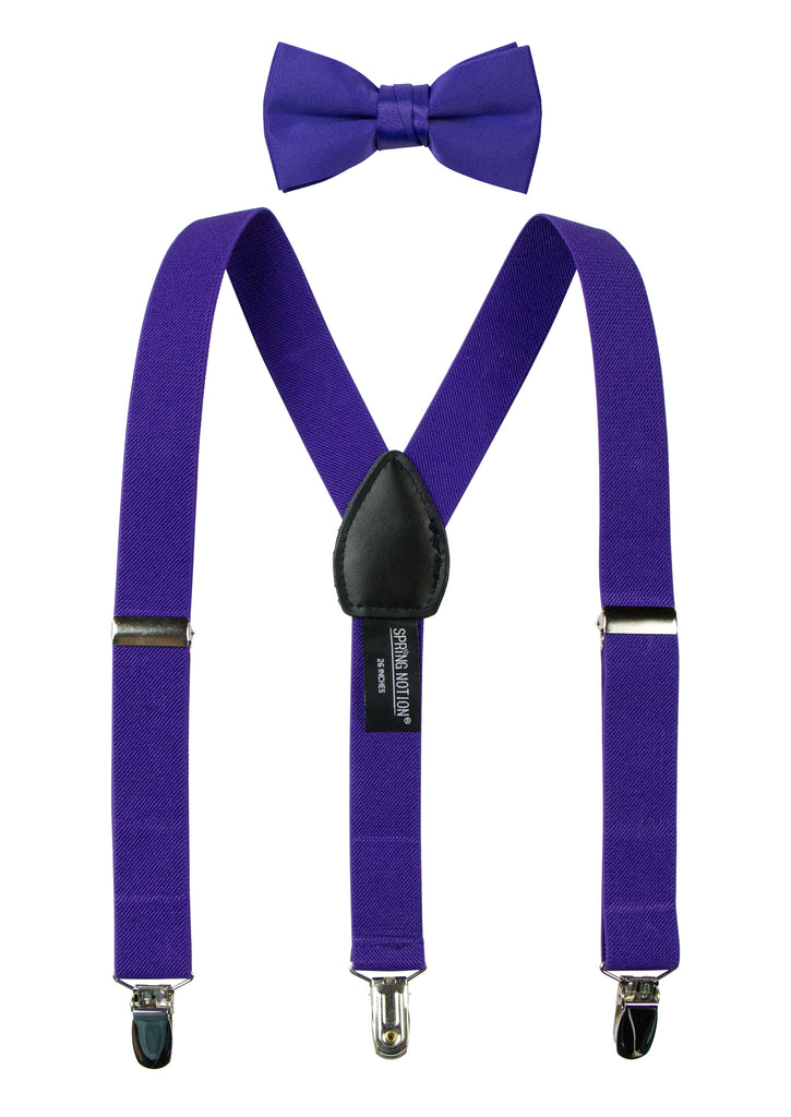 Boys' Suspenders and Solid Color Bow Tie Set