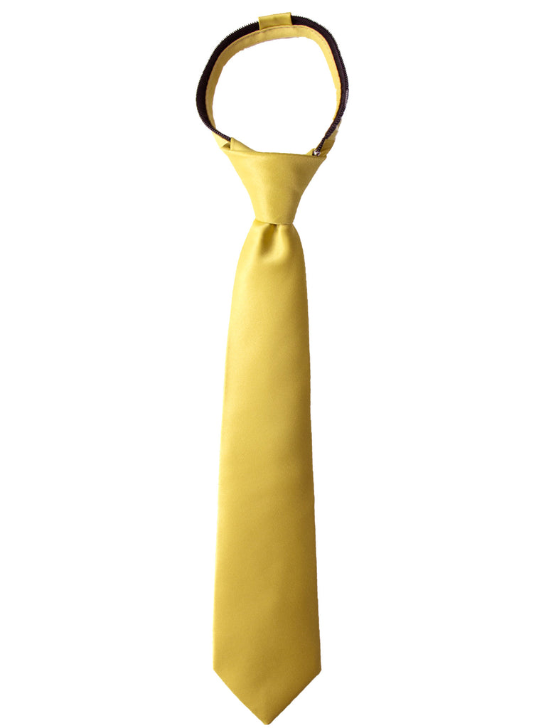 boys' gold satin zipper necktie