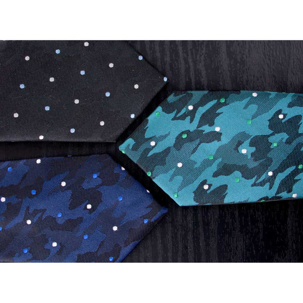 boys' dotted camouflage woven zipper neckties ties group